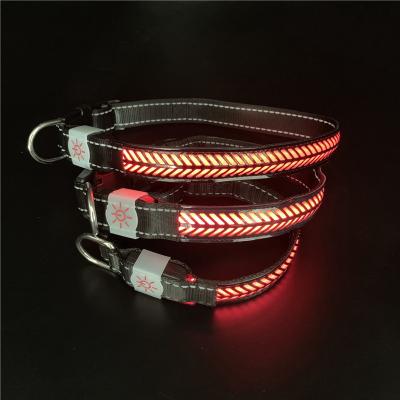 China Newleader DETACHED Led Night Lamp Pet Leather Adjustable Waist Collar for Dog and Cat for sale