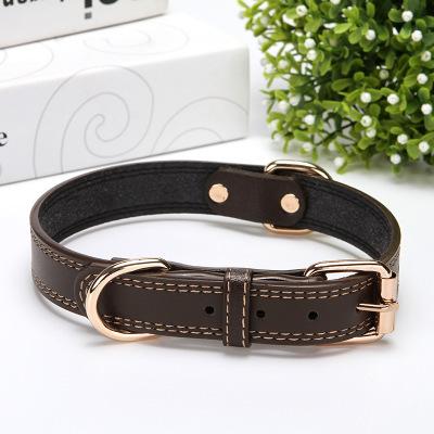 China Smycz Katze Leine Coffee Brown Personalized Hot Basic Pet Leather Custom Collar for sale