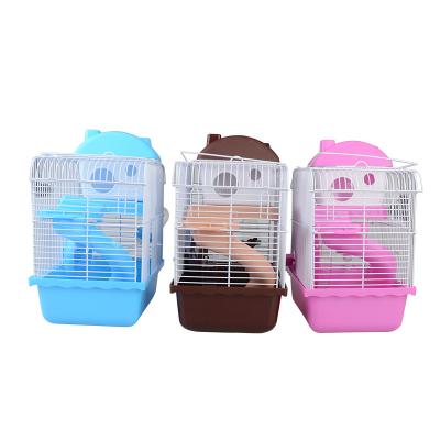 China New Design Breathable Outside Wire Cage Anti-fall Portable Hamster Portable Double - Lay Small Luxury Pastoral Villa Cage for sale