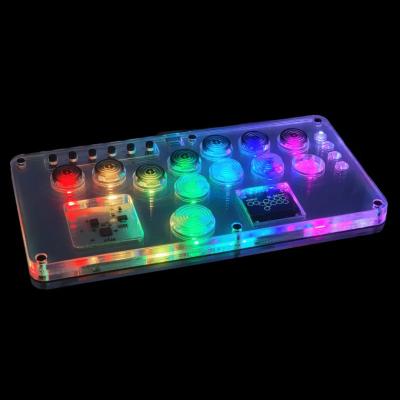 China Custom Programmable Button Art Design Stickers Colored Lights Mini HitBox Fighting Joystick Controller Mechanical Buttons Support PC/Android PS5 PS4 for sale