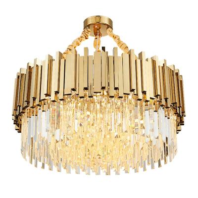 China Modern luxury indoor lighting living room light hotel villa led lamp large round ceiling mounted lighting pendant lights k9 crystal chandelier for sale