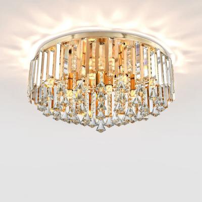 China Surface Mounted Modern Decorative Golden Lead Crystal Ceiling Lights For Living Room for sale