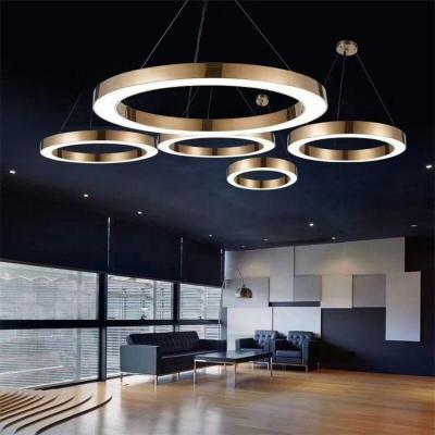 China Modern Modern Hotel Bedroom Decoration Home Light Gold Round Aluminum Luxury Ceiling Led Chandelier for sale