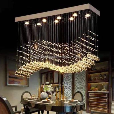 China Modern TMX Rain Centerpieces Crystal Rectangle Chandelier Wedding Dining Room Crystal Ceiling Light Fixture For drop for sale