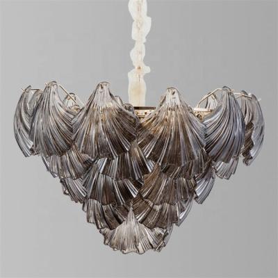 China Contemporary Original Handmade Glass Design Light Imported Leaf Stained Glass Lamps Chandelier for sale