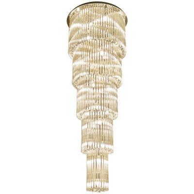 China Modern China Crystal Light/Austrian Premium Minimalist Gold Chandelier Group Lamp K9 Big Rod For Lobby for sale