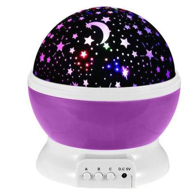 China Kids Modern Purple 3d Moon Starry Sky Star Led Projector Night Light for sale