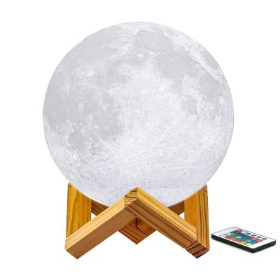 China 3D 3/16 Colors Customized Happy Birthday Flashing Gift Led Moon Starry Sky Night Ball 3d Print Light Lunar Moon Shaped Luna Lamp Globe Led Lamp moon for sale