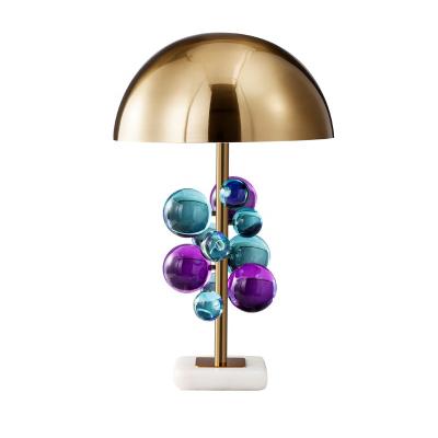 China Modern fashion glass ball table lamp modern crystal desk lamp for hotel home decoration with marble base for sale