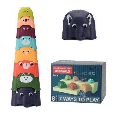 China ABS Stacking Toys Baby Cups Baby Toys Lightweight Stacking Baby Toy Colored Nesting Block Cups Set 8 PCs for sale