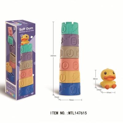 China Bath Toy Factory Wholesale High Quality Baby Silicone Stacking Cup Toy Educational Stacking Toys for sale