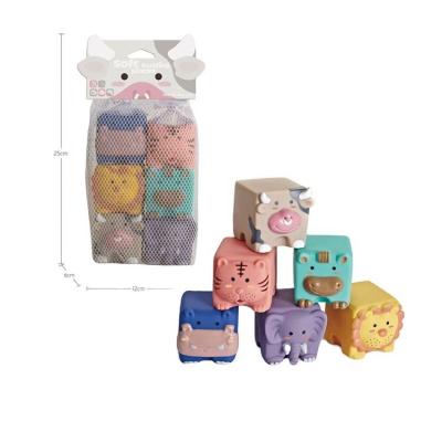 China Bath Toy Factory Wholesale Soft Building Blocks Toys Silicone Stacking Blocks Baby Toys Educational for sale