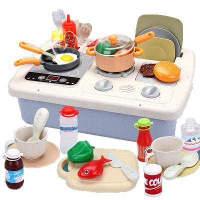 China 2021 New Intelligence Trend Bio-plastic Kindergarten Toys Baby Developing Kitchen Cooking Barbecue Toy Set With Noise For Baby for sale