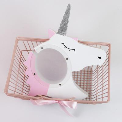 China Wooden Unicorn Wooden Piggy Bank With Windows Craft Money Transparent Wooden Coin Bank For Kids for sale