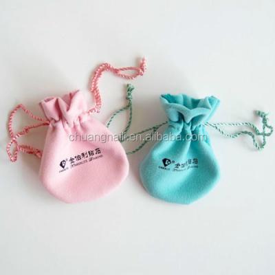 China Hot Selling Straight or Round Corner Microfiber Jewelry Pouch with Ribbon Drawstring for sale