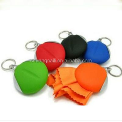 China High Quality Glass Plastic Key Chain With Microfiber Fabrics for sale