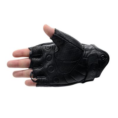 China Half Finger Goatskin Leather Cycling Hand Motorcycle Gloves Bike Winter High Quality Gloves for sale