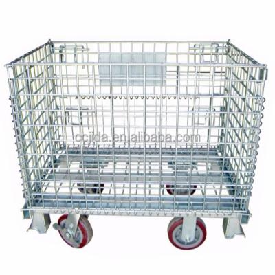 China Galvanized Folding Customized Stainless Steel Wire Mesh Storage Cage With Wheels for sale