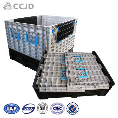 China Recyclable Custom Plastic Storage Boxes Folding Pallet Container Cargo Containers for sale