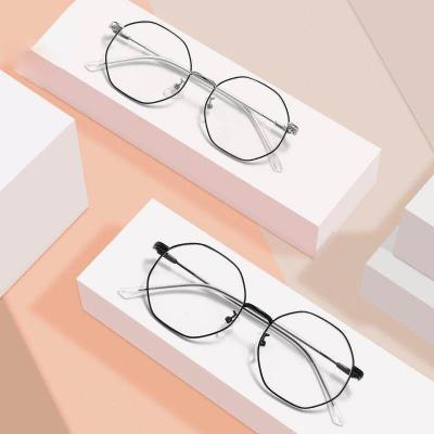 China Fashion Newest polygon irregular anti blue light metal myopia optical frame wholesale women eyewear men eyeglasses design eye glasses for sale