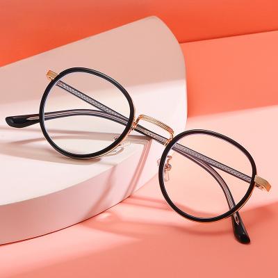 China Fashion TR90 round frame transparent metal retro anti blue light myopia optical frame women eyewear men eyeglasses design eye glass for sale