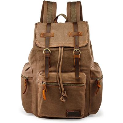 China Custom Anti-theft Shoulder Backpack Men Satchel Laptop Rucksack Canvas Vintage Travel Casual Rucksack Bag for sale