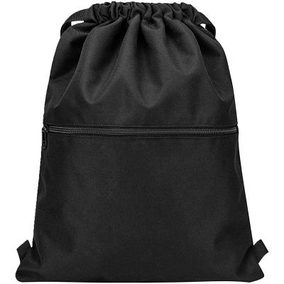 China Hot Selling Waterproof Polyester Sports Gym Bag Drawstring Backpack Waterproof Bag With Pocket Side Drawstring Bag for sale