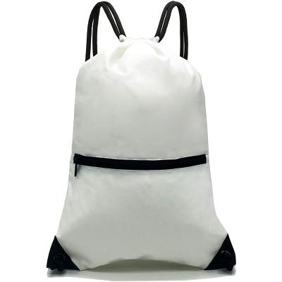 China Cheapest White Polyester Package Bag Waterproof Custom Drawstring Sport Gym Backpack Drawstring Bag for sale