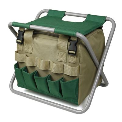 China Multifuction Tool Bag Wholesale Folding Stool Tote Tool Bag Gardening Multiple Pockets Tool Kit Organizer Multi Function Seat Storage Chair for sale