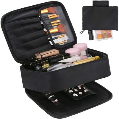 China Large Capacity Makeup Bag and Compartments Portable Brushes Jewelery Bag Travel Cosmetics Organizer Waterproof Jewelry Toiletry Storage Case for sale