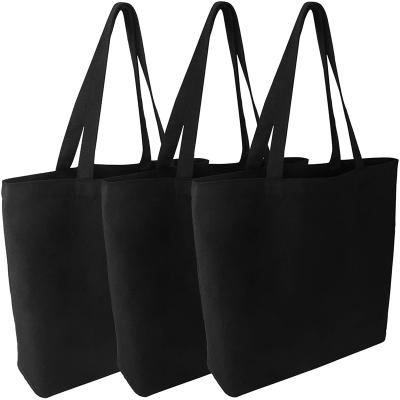 China Waterproof Wholesale Custom Black 100% Cotton Canvas Handle Bag Cotton Canvas Tote Bag for sale