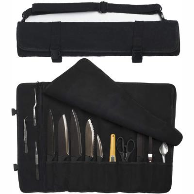 China Durable Professional Chef Knife Bag Scratch Proof Travel Picnic Canvas Knife Roll Bag Kitchen Chefs Tool Bag for sale