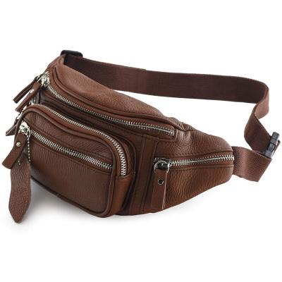 China SUFFICIENT STORAGE SPACE Multiple Pockets Fanny Pack Leather Travel Pouch Hip Bum Bag for Men and Women Bike Waist Bag for Cycling Hike Bag for sale