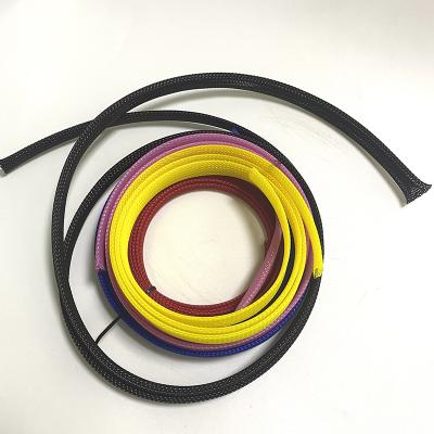 China Expandable PET Wire Harness Insulation Pad Loom Mesh PET Braided Sleeving for sale