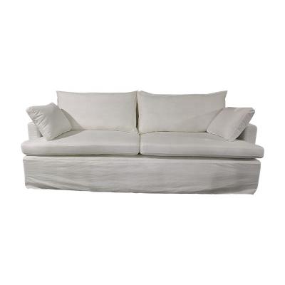 China New Design Living Room Couch Sofa Set Modern White Linen Cloud 3 Seat Slipcovered Sofa for sale