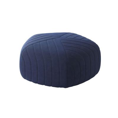 China Wholesale Home Furniture Modern Simple Linen Pink and Colorful Stripe Pentagon Pouffe Ottoman for sale