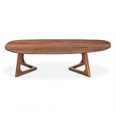 China Hot Selling Classic Model Oval shape High Quality OAK Wood Coffee Table for sale