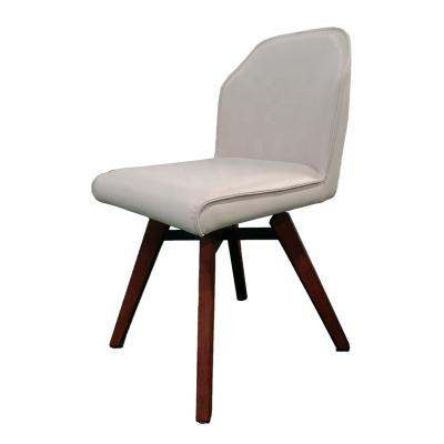 China Italian Genuine Leather Upholstered Kitchen Restaurant White OAK Dining Chair for sale