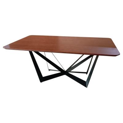 China Classical Design Customized Oval or Rectangle Shaped White OAK Wood Dining Table with Black Metal Legs for sale