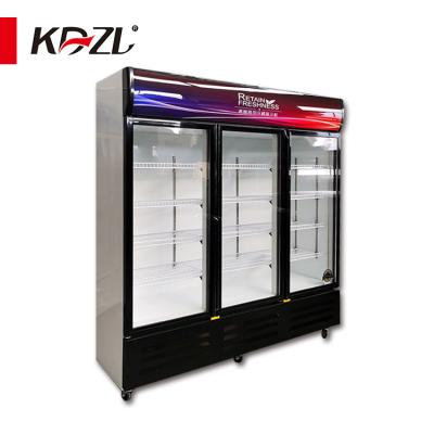 China New Style Single-temperature Glass Door Display Fridge Drink Cooler Three-Door Refrigerator for sale