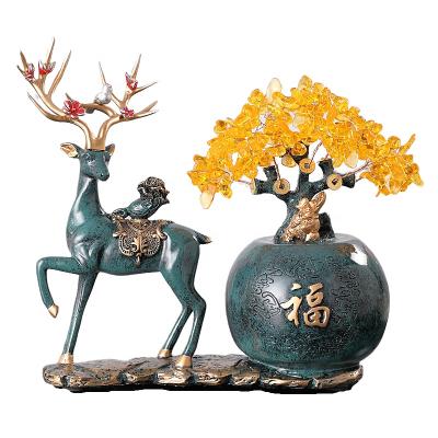 China China Fortune Tree Crystal Elk Ornaments Porch Wine Cabinet TV Cabinet Ornament Piggy Bank Housewarming Gift for sale