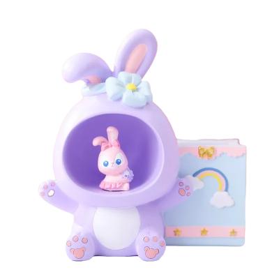 China Pencil Holder Cartoon Star Rabbit Pen Holder With Light Desktop Decoration Ornament Children's Toy Student Gift for sale