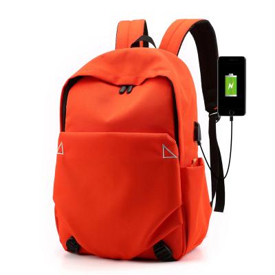 China New Arrival Oxford Orange Large Capacity Waterproof Travel Female Students USB Rechargeable Backpack School Bag For Girls for sale