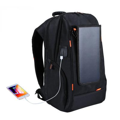 China 2020 Newest 15 Inch Waterproof Customize Black Anti Thief Shoulder Solar Backpack With USB Charge for sale