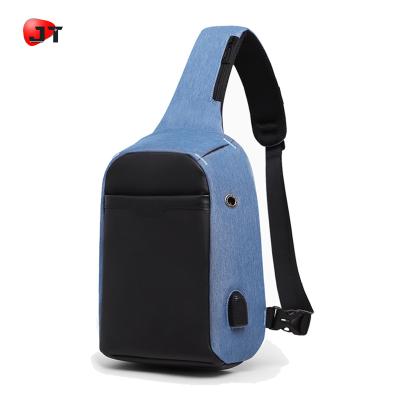 China High Quality USB interface Sling Outdoor Crossbody Chest Bag Satchel Laptop Waxed Oxford For Children for sale