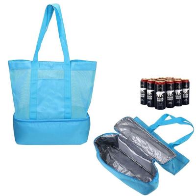 China Large Portable/Lightweight/Multifunctional Custom Lightweight 2 in 1 Tote Mesh Cooler Beach Bag for sale