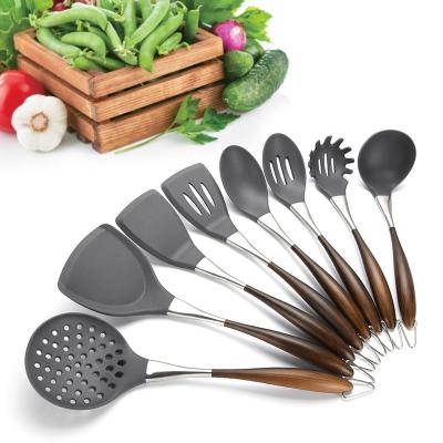 China Sustainable Idealkitchen 8 Pieces Food Grade 430 Stainless Steel Cookware Accessories Silicone Kitchen Instrument for sale