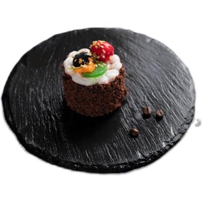 China Amazon Sustainable Hot Sale Customized Lava Rock Cheese Board Flat Natural Black Stone Food Slate Dish for sale