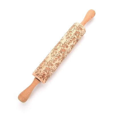 China Sustainable Type Kitchen Cookie Tools Flower Wooden Baking Pin for sale