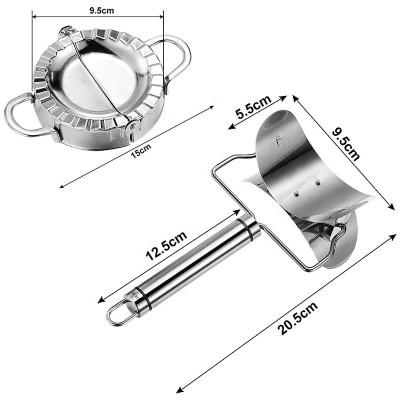 China Sustainable Kitchen Accessories 2 Piece Stainless Steel Pie Ravioli Empanadas Dumpling Cutter And Dumpling Press Mold for sale